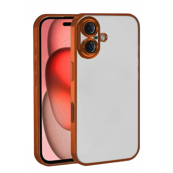 Newface Apple iPhone 17 Razer Lensli Silikon - Turuncu