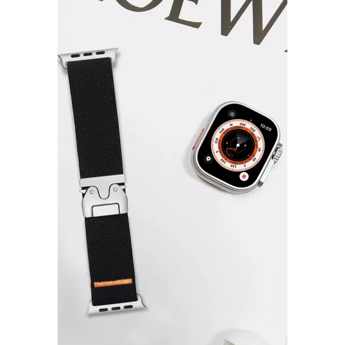 Newface Apple Watch 42mm Forest Kumaş Kordon - Siyah
