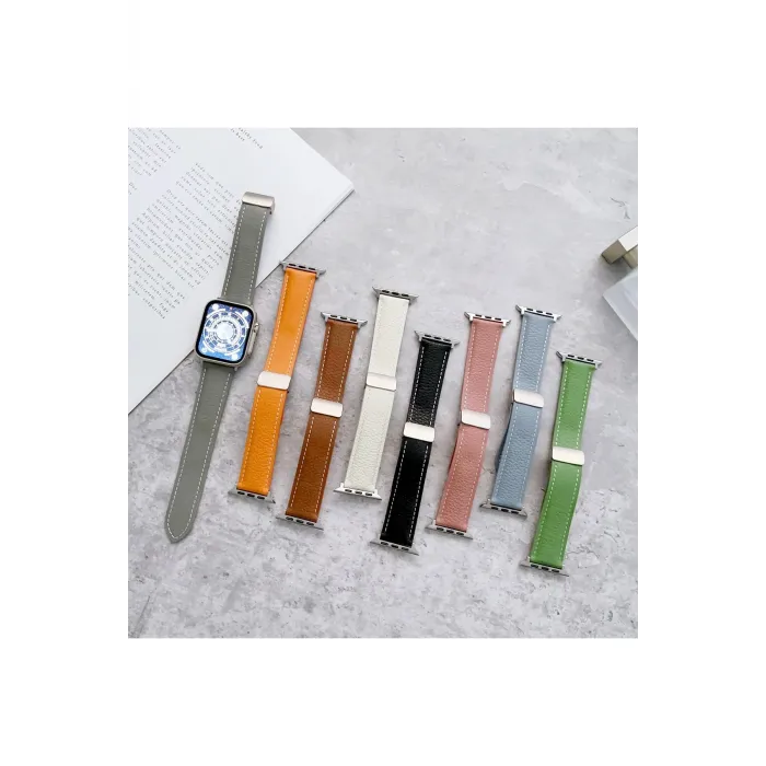 Newface Apple Watch 42mm KR414 Daks Deri Kordon - Pembe