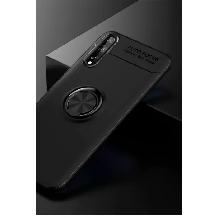 Newface Huawei P Smart S Kılıf Range Yüzüklü Silikon - Siyah