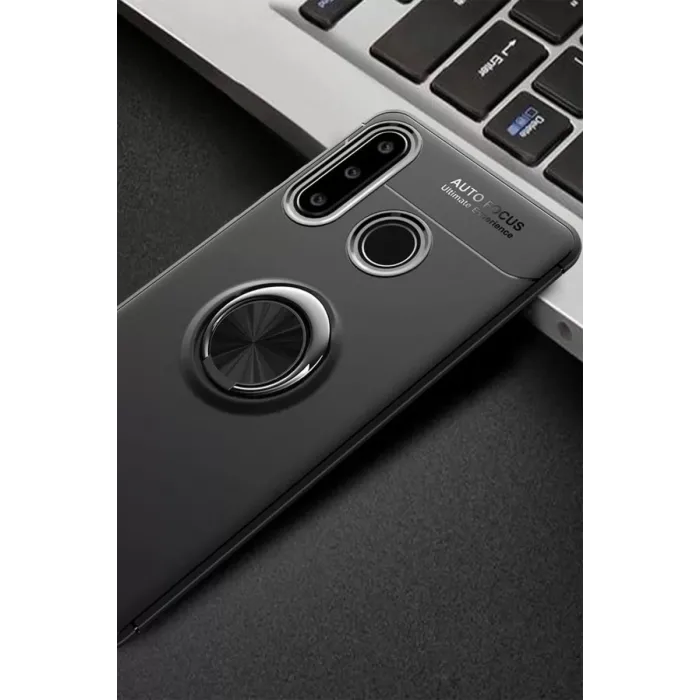 Newface Huawei Y6P Kılıf Range Yüzüklü Silikon - Siyah