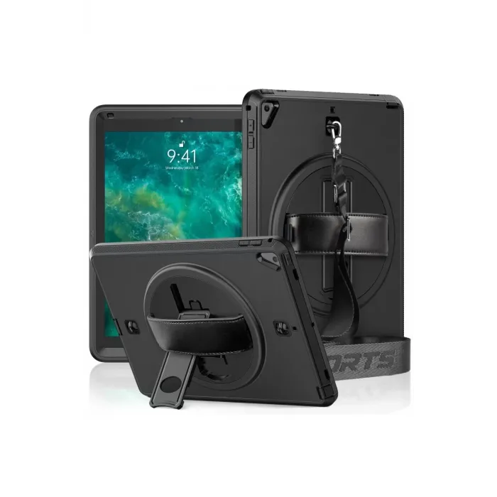 Newface iPad 5 Air 9.7 Kılıf Strap-C Otterbox Tablet Kapak - Siyah