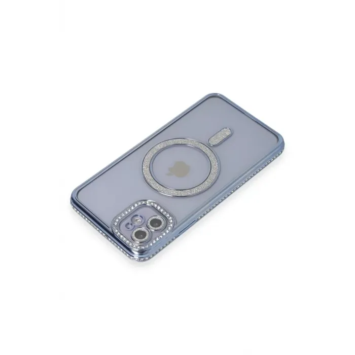 Newface iPhone 11 Kılıf Joke Simli Magneticsafe Kılıf - Mavi