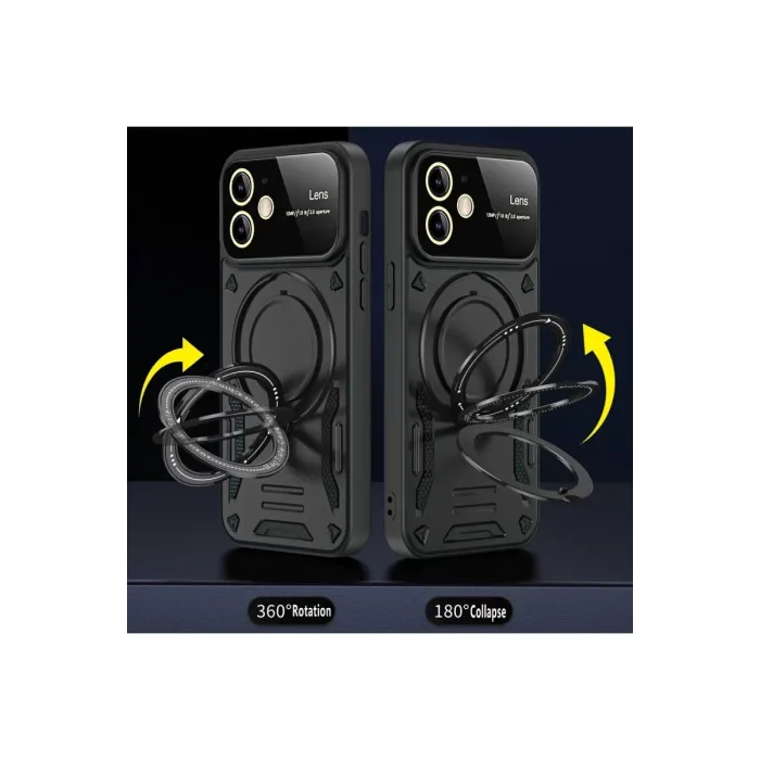 Newface iPhone 11 Kılıf Joy Lens Standlı Kapak - Kırmızı