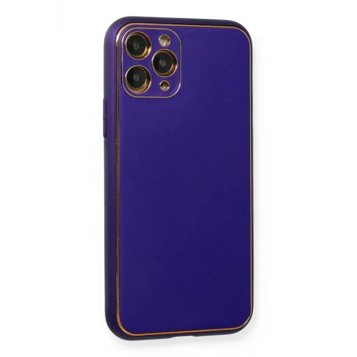 Newface iPhone 11 Pro Kılıf Coco Deri Silikon Kapak - Mor