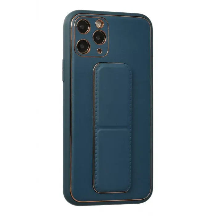 Newface iPhone 11 Pro Kılıf Coco Deri Standlı Kapak - Mavi