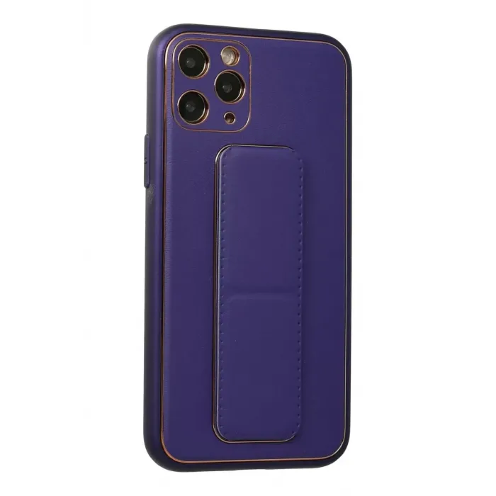 Newface iPhone 11 Pro Kılıf Coco Deri Standlı Kapak - Mor
