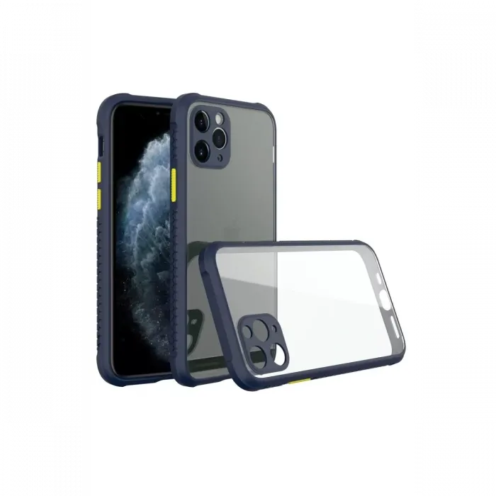 Newface iPhone 11 Pro Kılıf Miami Şeffaf Silikon - Lacivert