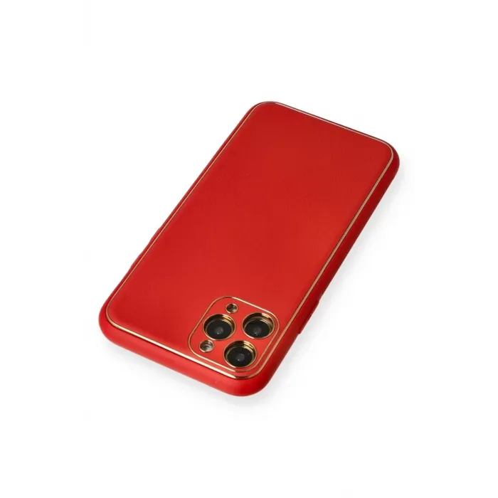 Newface iPhone 11 Pro Max Kılıf Coco Deri Silikon Kapak - Kırmızı