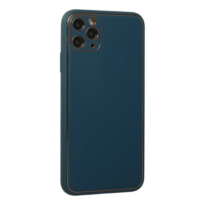 Newface iPhone 11 Pro Max Kılıf Coco Deri Silikon Kapak - Mavi