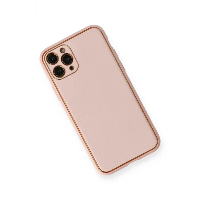 Newface iPhone 11 Pro Max Kılıf Coco Deri Silikon Kapak - Pembe