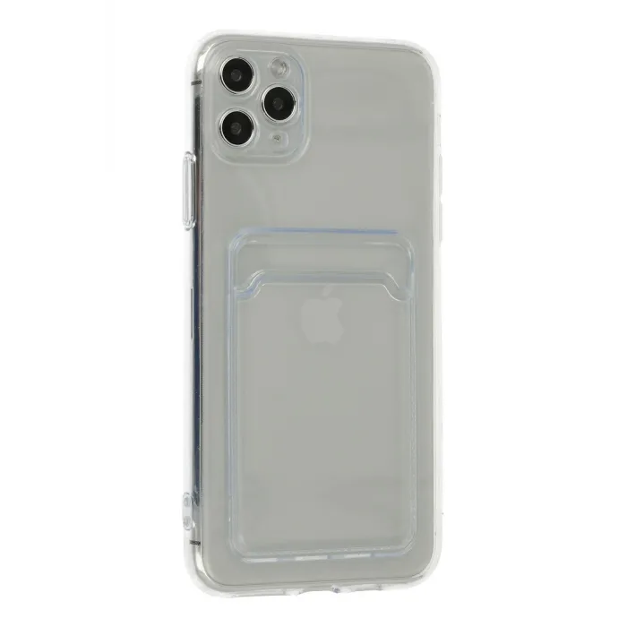 Newface iPhone 11 Pro Max Kılıf Kart Şeffaf Silikon - Şeffaf