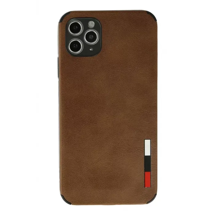 Newface Apple iPhone 11 Pro Max Kılıf Loop Deri Silikon - Kahverengi