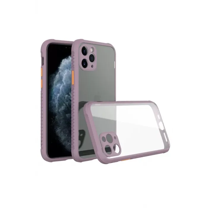 Newface iPhone 11 Pro Max Kılıf Miami Şeffaf Silikon - Açık Mor