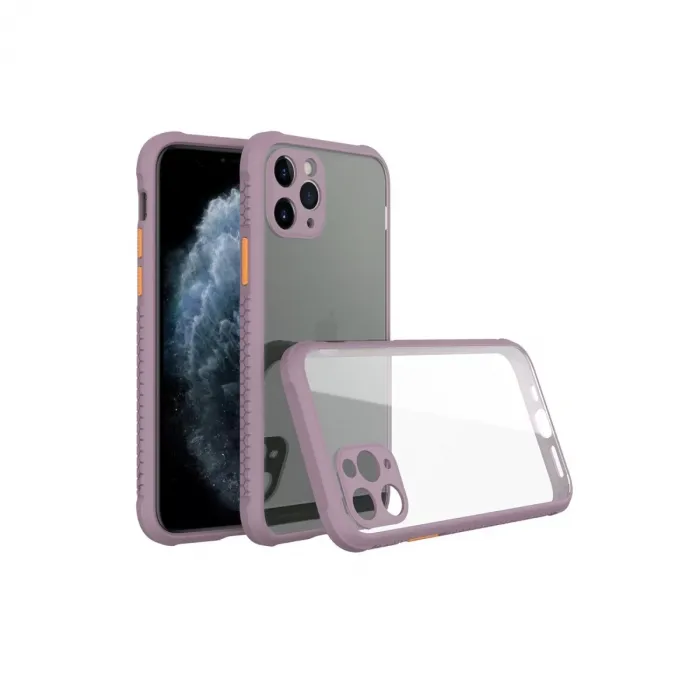 Newface iPhone 11 Pro Max Kılıf Miami Şeffaf Silikon - Açık Mor