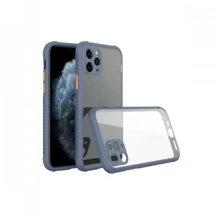 Newface iPhone 11 Pro Max Kılıf Miami Şeffaf Silikon - Gri