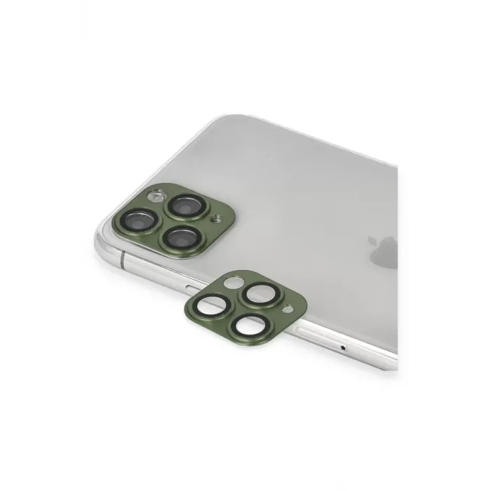 Newface iPhone 11 Pro Max Pers Alüminyum Kamera Lens - Yeşil