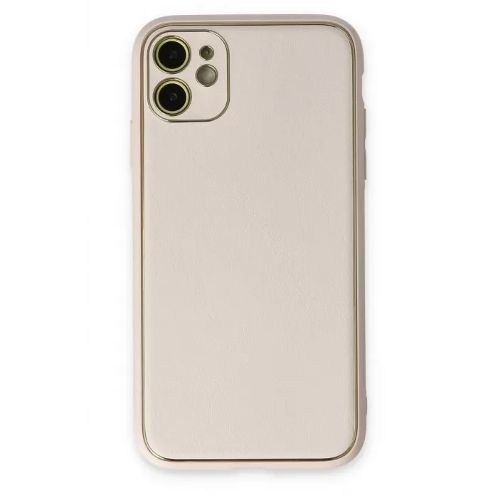 Newface iPhone 12 Kılıf Coco Deri Silikon Kapak - Beyaz