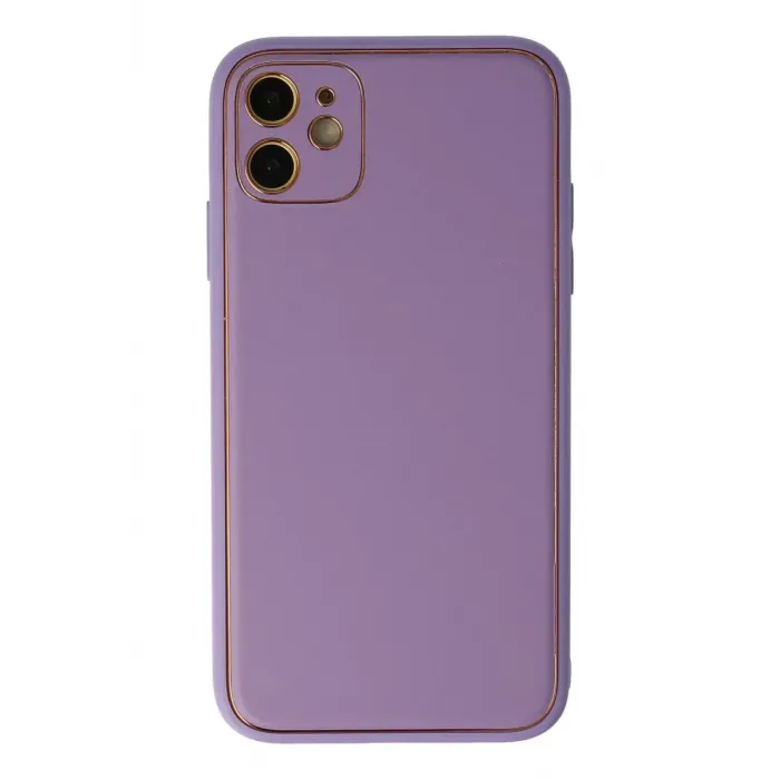 Newface iPhone 12 Kılıf Coco Deri Silikon Kapak - Lila