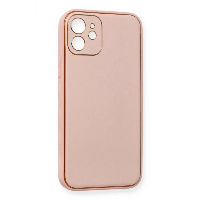 Newface iPhone 12 Kılıf Coco Deri Silikon Kapak - Pembe