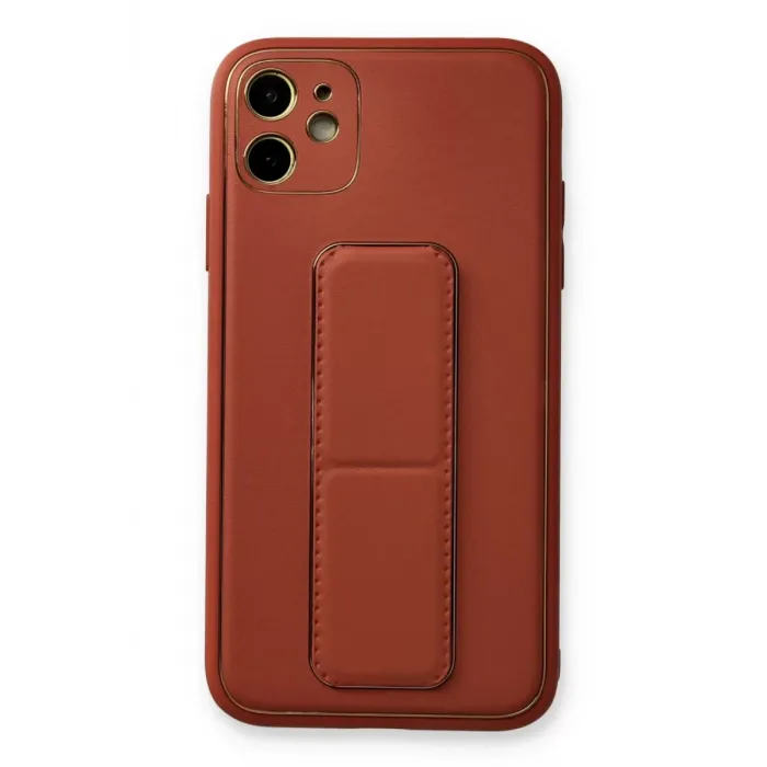 Newface iPhone 12 Kılıf Coco Deri Standlı Kapak - Fuşya