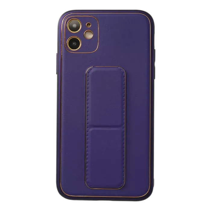 Newface iPhone 12 Kılıf Coco Deri Standlı Kapak - Mor