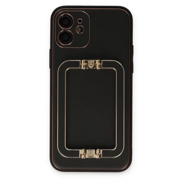 Newface iPhone 12 Kılıf Coco Elit Kapak - Siyah