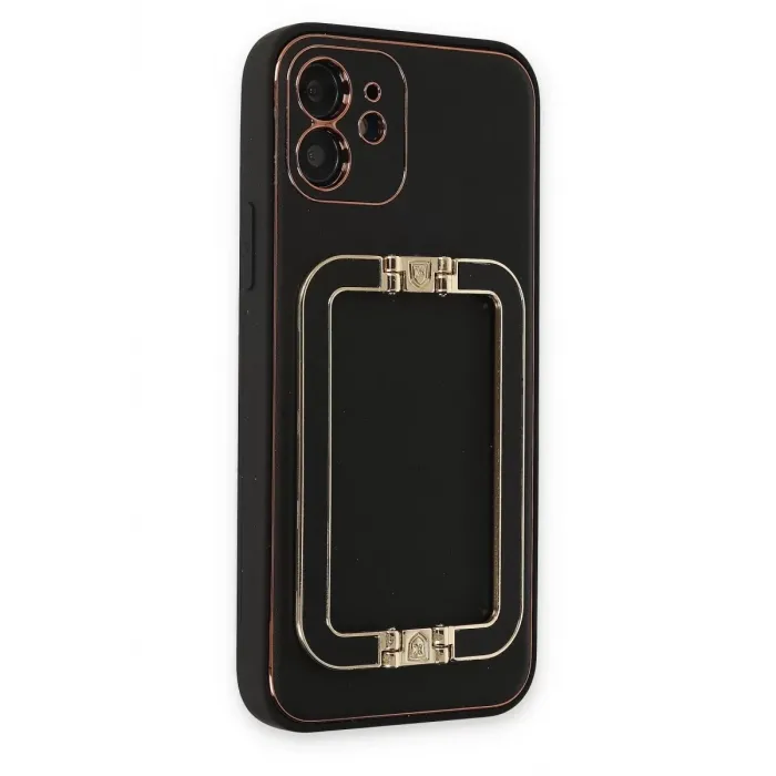 Newface iPhone 12 Kılıf Coco Elit Kapak - Siyah