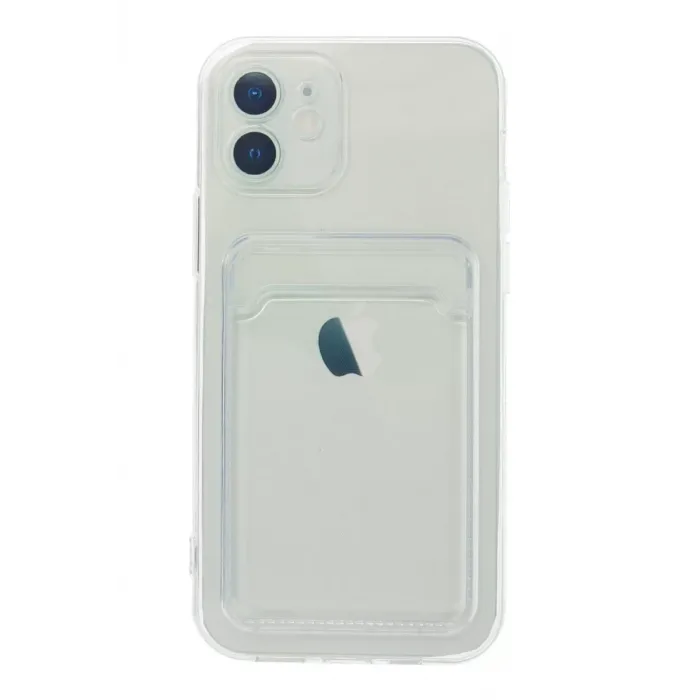 Newface iPhone 12 Kılıf Kart Şeffaf Silikon - Şeffaf