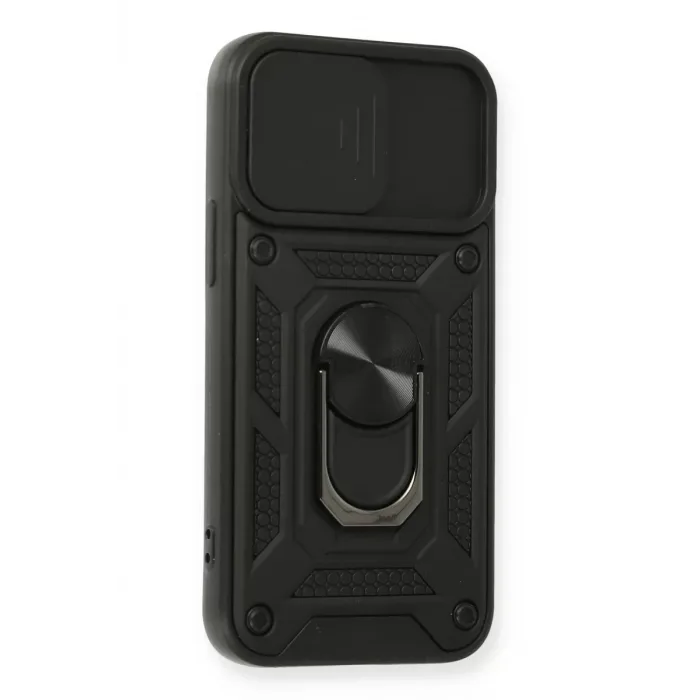 Newface iPhone 12 Mini Kılıf Pars Lens Yüzüklü Silikon - Siyah