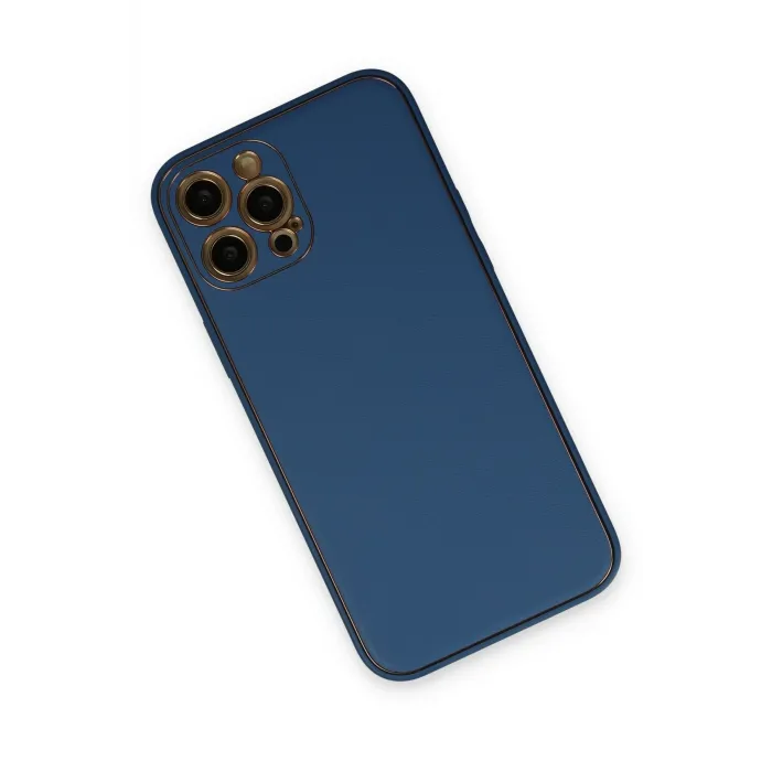 Newface iPhone 12 Pro Kılıf Coco Deri Silikon Kapak - Açık Mavi