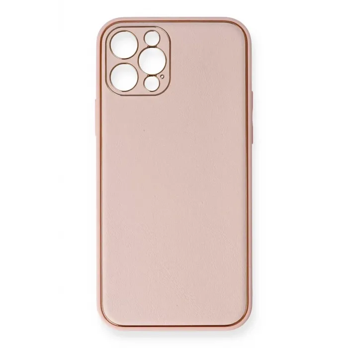 Newface iPhone 12 Pro Kılıf Coco Deri Silikon Kapak - Pembe