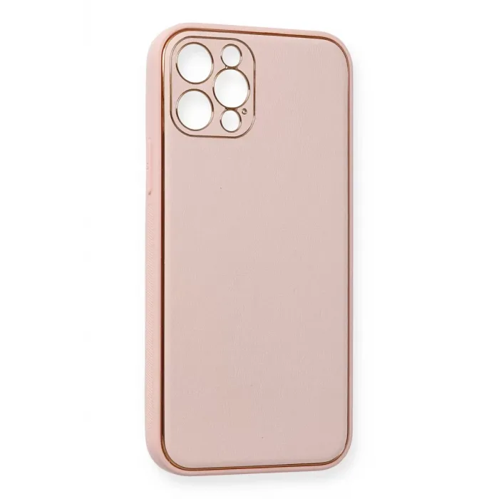 Newface iPhone 12 Pro Kılıf Coco Deri Silikon Kapak - Pembe