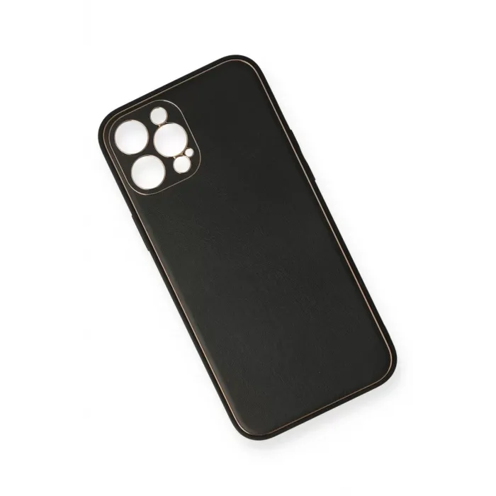 Newface iPhone 12 Pro Kılıf Coco Deri Silikon Kapak - Siyah