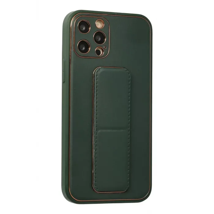 Newface iPhone 12 Pro Kılıf Coco Deri Standlı Kapak - Yeşil