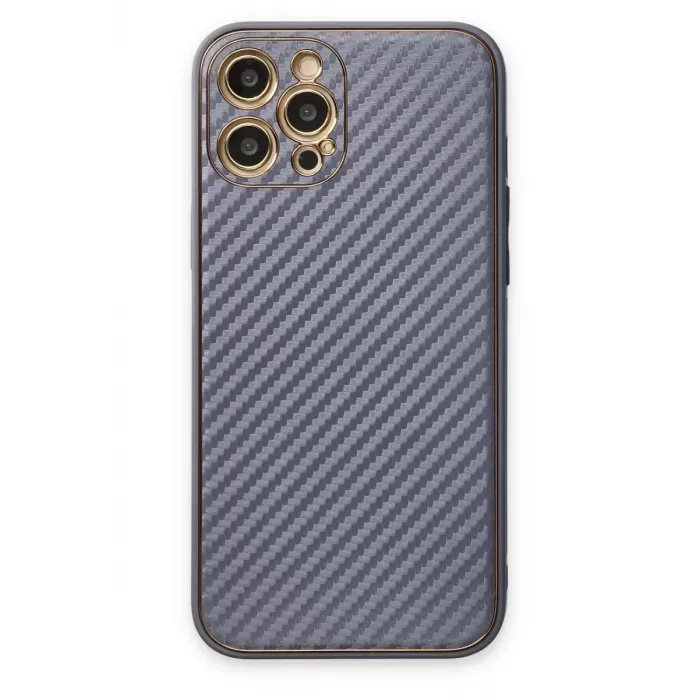 Newface iPhone 12 Pro Kılıf Coco Karbon Silikon - Gri