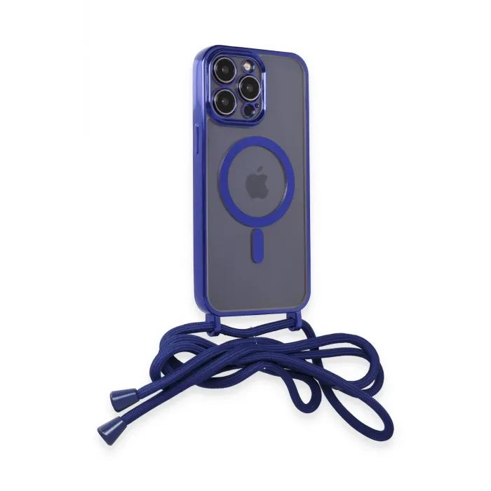 Newface iPhone 12 Pro Kılıf Divo Lazer Askılı Magsafe Kapak - Mavi