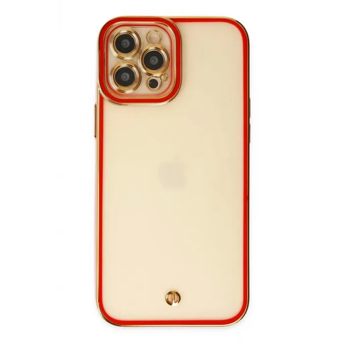Newface iPhone 12 Pro Kılıf Liva Lens Silikon - Kırmızı