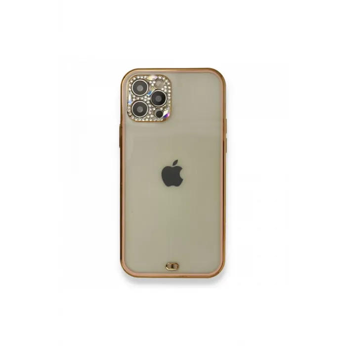 Newface iPhone 12 Pro Kılıf Liva Taşlı Silikon - Pembe