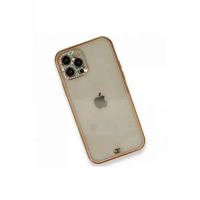 Newface iPhone 12 Pro Kılıf Liva Taşlı Silikon - Pembe