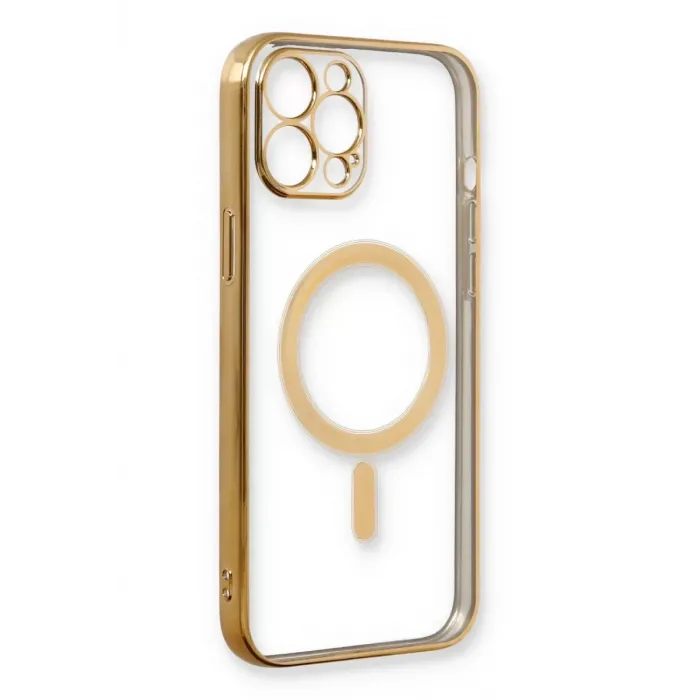 Newface iPhone 12 Pro Kılıf Magneticsafe Lazer Silikon - Gold