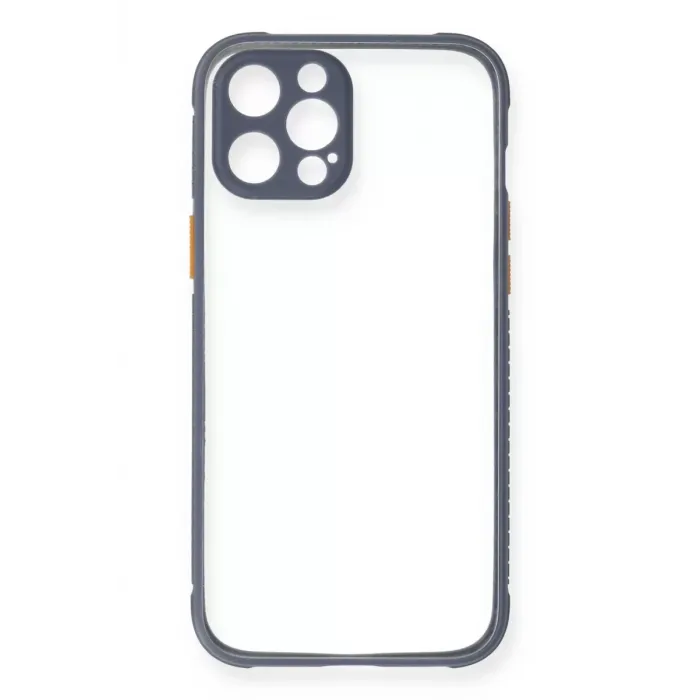 Newface iPhone 12 Pro Kılıf Miami Şeffaf Silikon - Gri