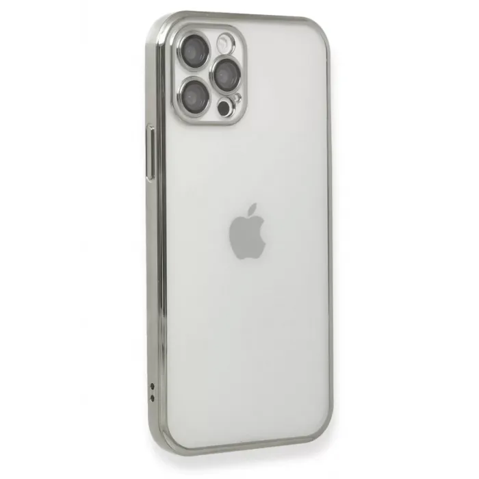 Newface iPhone 12 Pro Kılıf Razer Lensli Silikon - Gümüş
