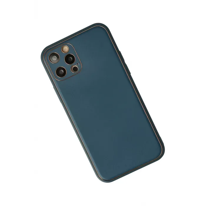 Newface iPhone 12 Pro Max Kılıf Coco Deri Silikon Kapak - Mavi