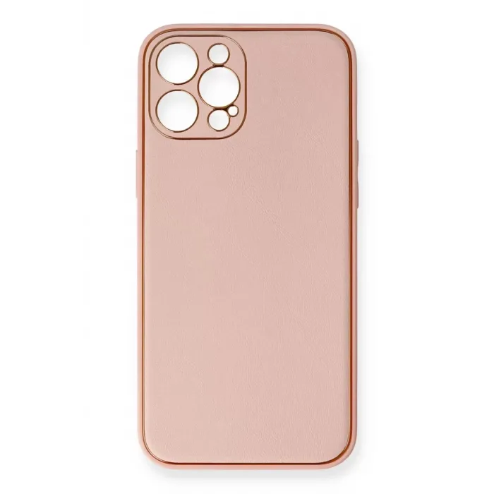 Newface iPhone 12 Pro Max Kılıf Coco Deri Silikon Kapak - Pembe