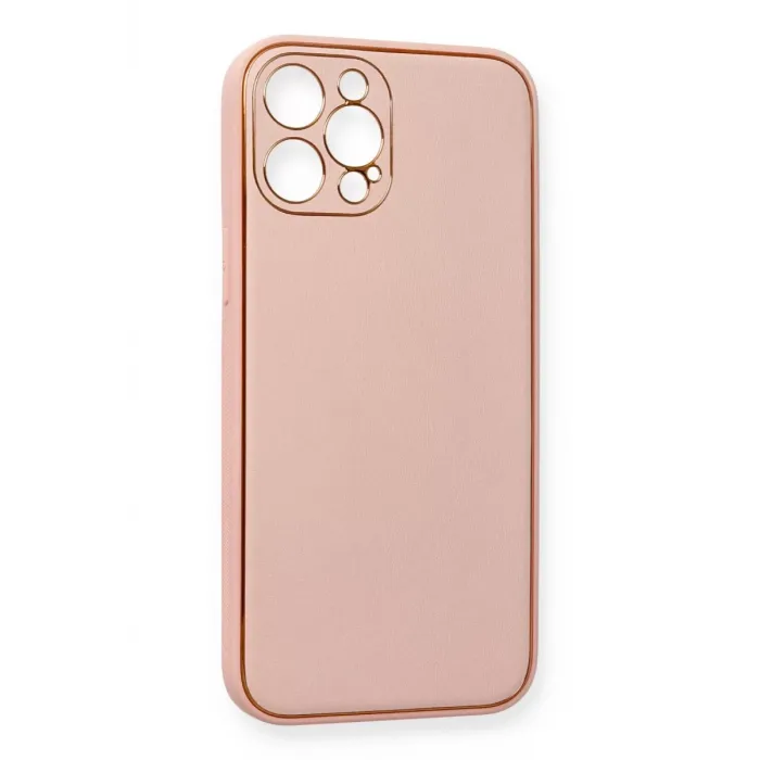 Newface iPhone 12 Pro Max Kılıf Coco Deri Silikon Kapak - Pembe