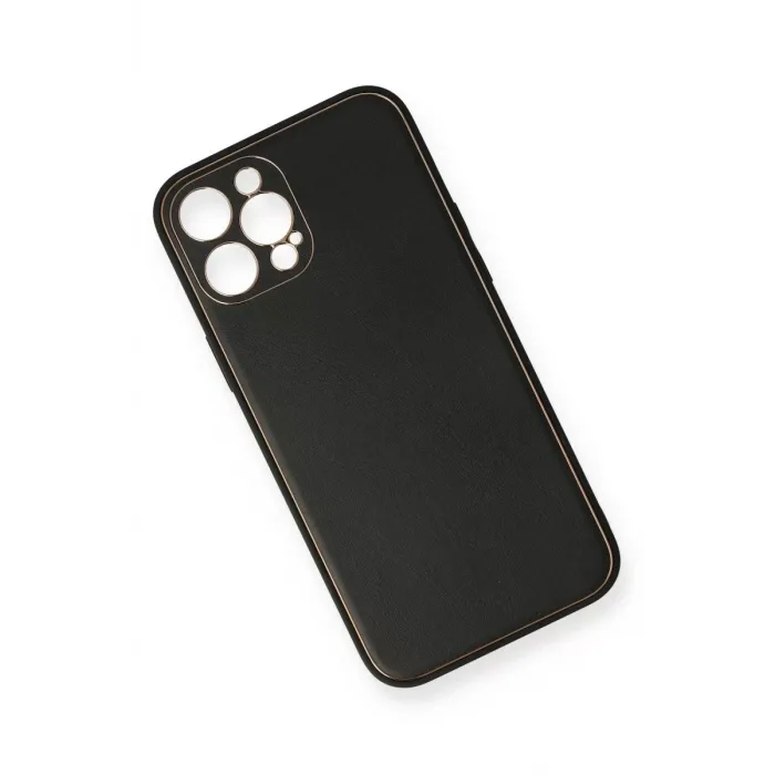 Newface iPhone 12 Pro Max Kılıf Coco Deri Silikon Kapak - Siyah