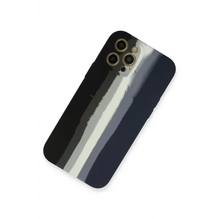 Newface iPhone 12 Pro Max Kılıf Ebruli Lansman Silikon - Siyah-Lacivert