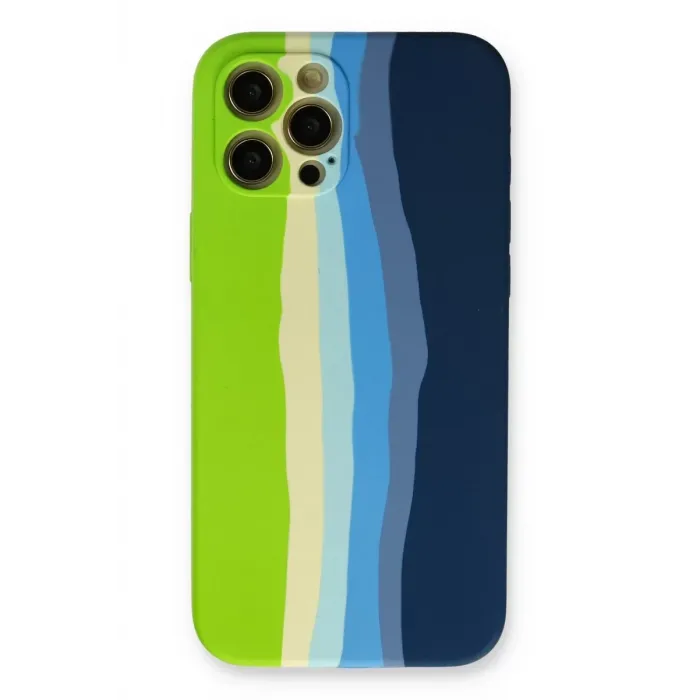 Newface iPhone 12 Pro Max Kılıf Ebruli Lansman Silikon - Yeşil-Koyu Yeşil