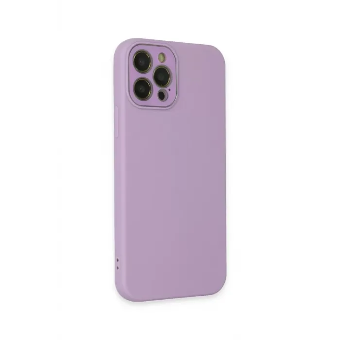 Newface iPhone 12 Pro Max Kılıf Lansman Glass Kapak - Lila